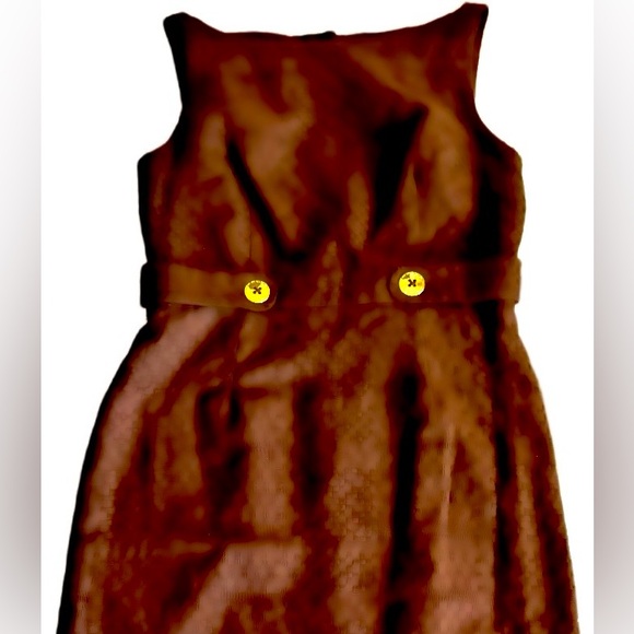 Milly Chocolate Brown Sleeveless Textured Dress w/ Gold Buttons. Size 10. NWOT - Picture 5 of 6